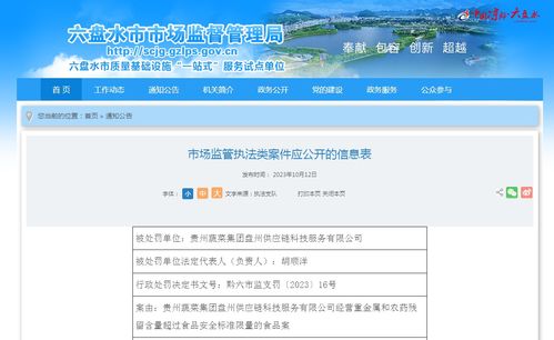 貴州蔬菜集團(tuán)盤州供應(yīng)鏈科技服務(wù)經(jīng)營(yíng)重金屬和農(nóng)藥殘留含量超過(guò)食品安全標(biāo)準(zhǔn)限量的食品案